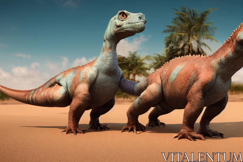 Hyperrealistic Dinosaurs on Desert | Snailcore Artwork AI Image