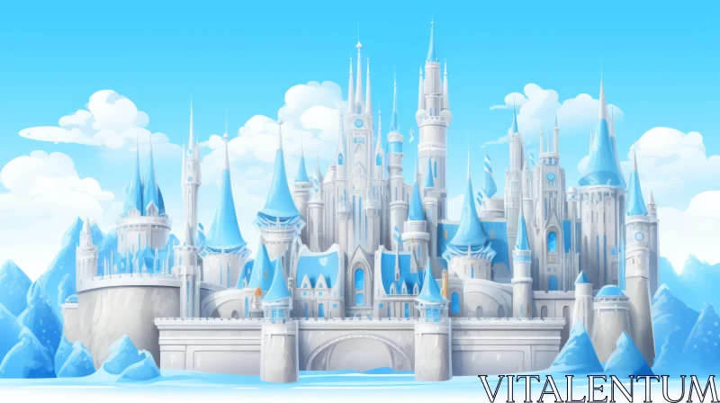 Majestic Ice Castle in Winter Wonderland AI Image