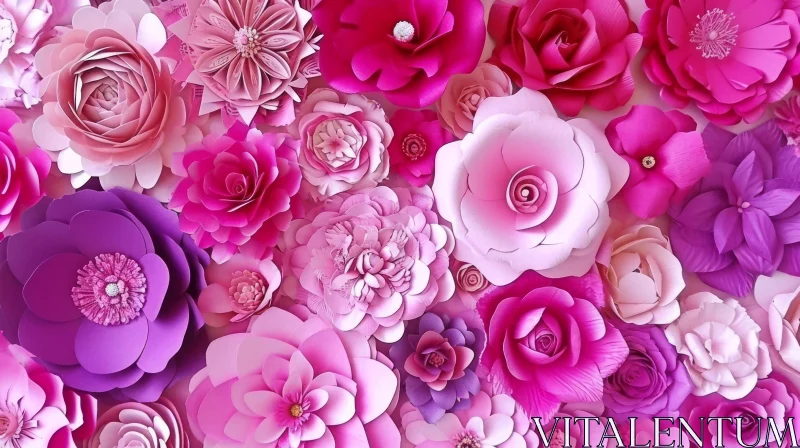 Pink and Purple Paper Flowers - Beautiful and Chaotic Wall Art AI Image
