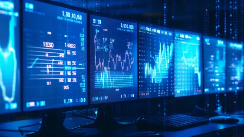 Real-Time Stock Market Data Displayed on Computer Monitors