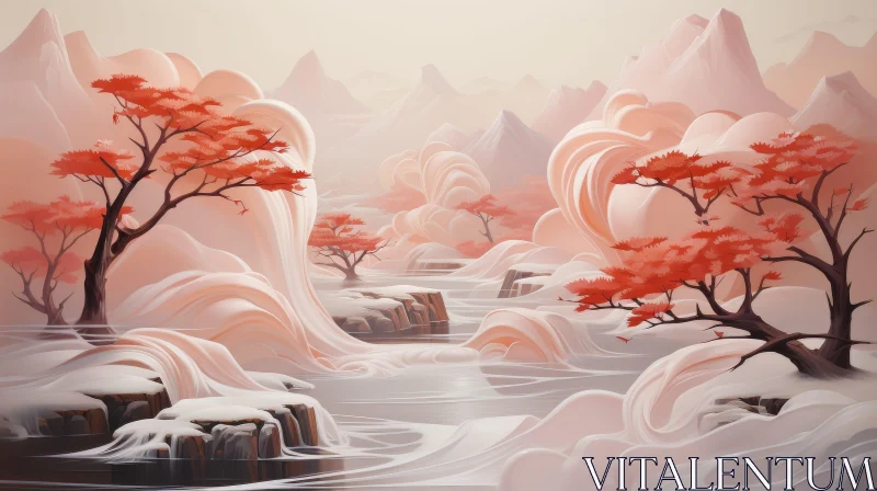 AI ART Serene Chinese Style Landscape Painting