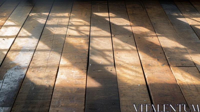 Sunlit Old Wooden Floor: A Captivating Display of Light and Shadow AI Image