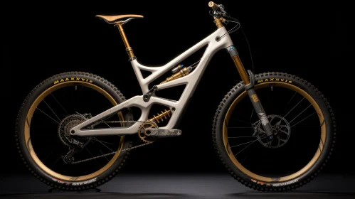 White and Gold Full-Suspension Mountain Bike