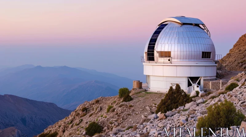 AI ART Astronomical Observatory Dome on Mountaintop