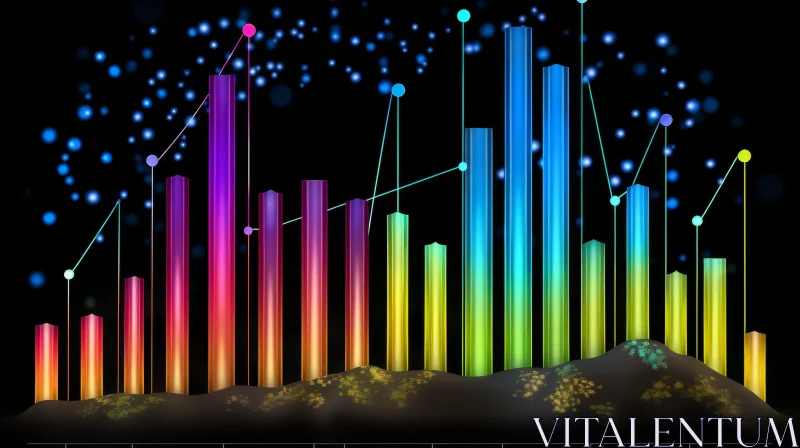 AI ART Colorful 3D Bar Graph Illustration with Rainbow Pattern