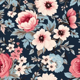 Dark Blue Floral Pattern - Seamless Design Element