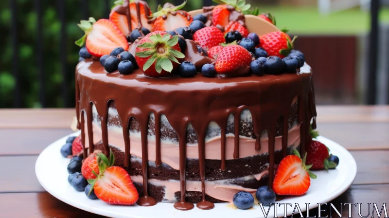 Decadent Chocolate Cake with Fresh Berries AI Image