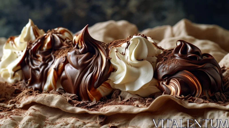 Decadent Chocolate Dessert with Whipped Cream | Close-up Image AI Image