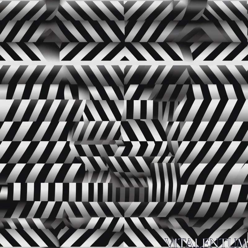AI ART Dynamic Geometric Pattern - Black and White Stripes