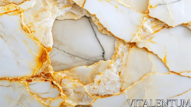Exquisite White Marble with Yellow and Gold Veins AI Image