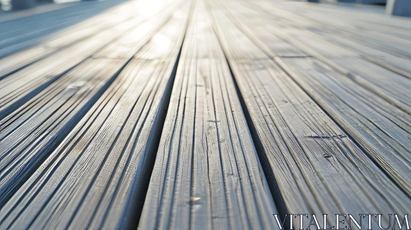 Light Brown Wooden Dock: A Close-Up of a Sunlit Waterfront AI Image