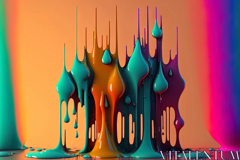 Mesmerizing Colorful Paint Drips - Surreal Still Life Composition AI Image