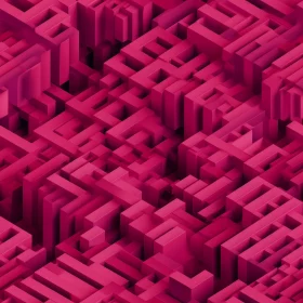 Pink Geometric Labyrinth 3D Rendering