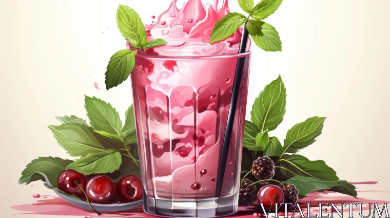 Refreshing Pink Lemonade Illustration AI Image