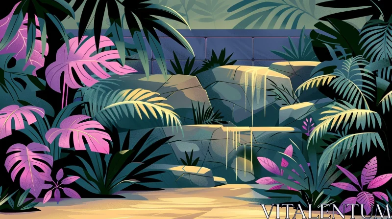Tropical Rainforest Vector Illustration AI Image