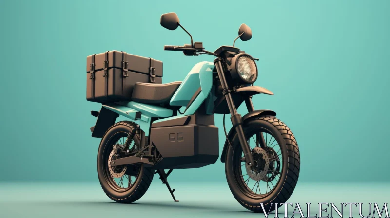 Turquoise Electric Motorcycle on Blue Background AI Image