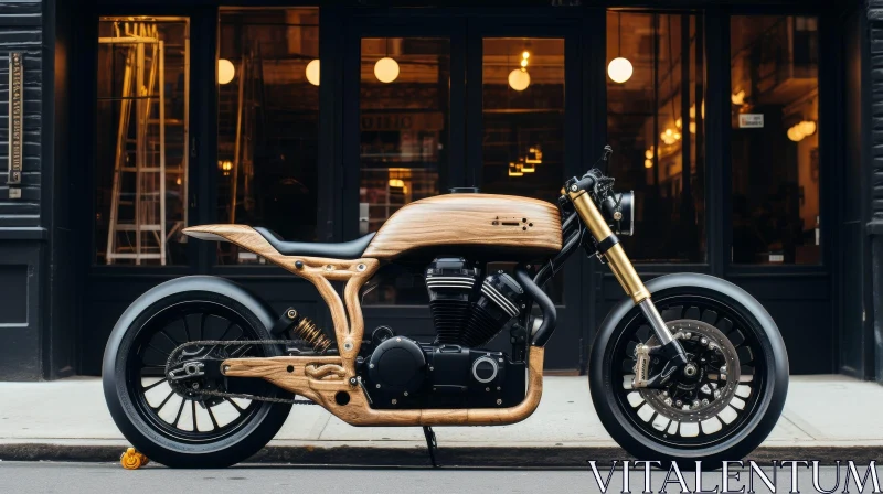 Unique Custom-Made Wooden Body Motorcycle Design AI Image