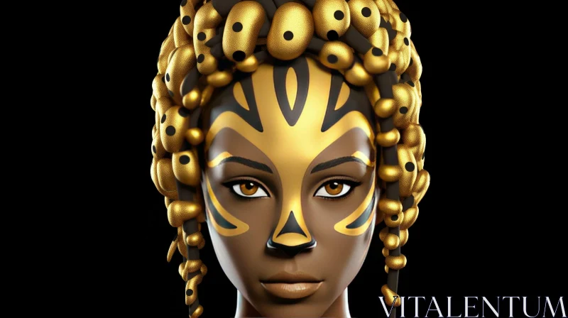 AI ART African Woman Portrait with Traditional Headdress