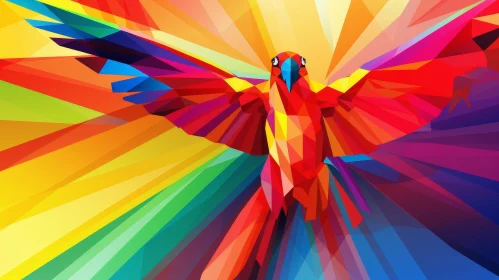 Colorful Parrot in Flight - Modern Geometric Style