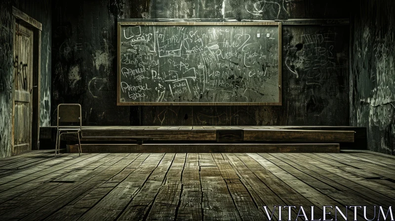 Eerie and Desolate Classroom: A Haunting Image AI Image