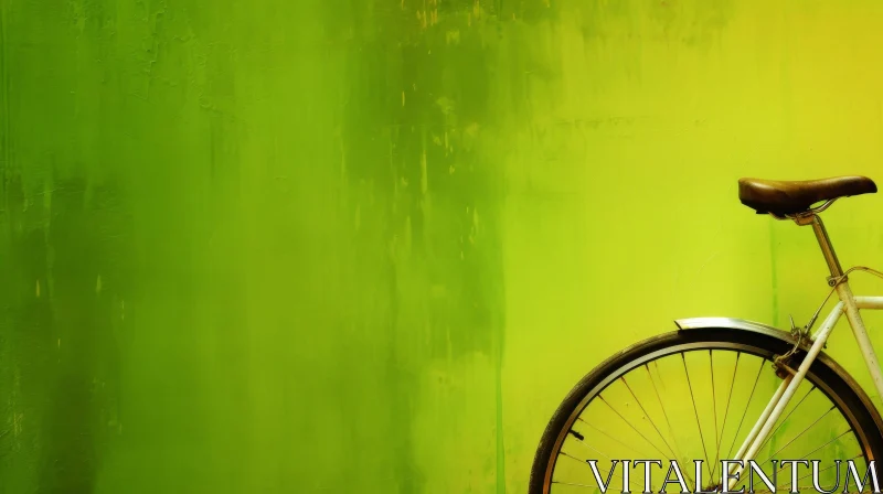 Vintage Bicycle Against Green Wall AI Image