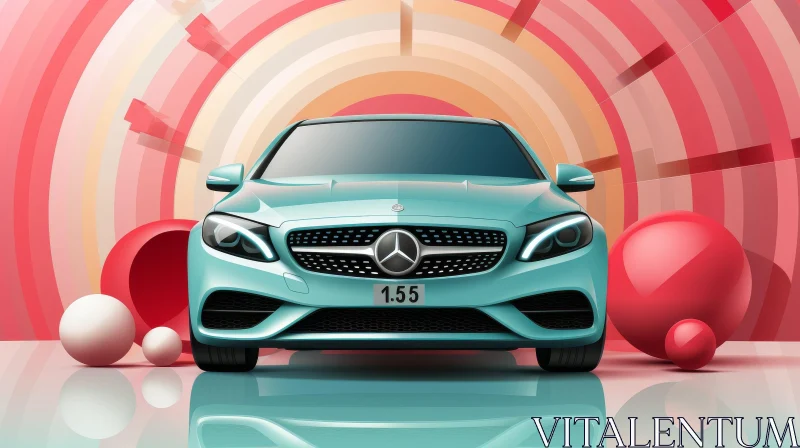 Blue Mercedes-Benz C-Class Car in Showroom AI Image