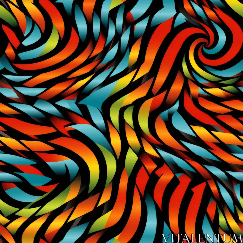 Colorful Abstract Seamless Pattern with Psychedelic Waves AI Image