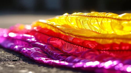 Colorful Fabric Pleats on Dark Surface - Abstract Art