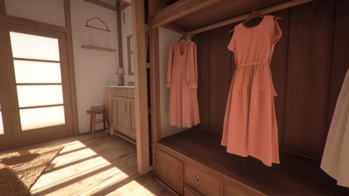 Cozy Dressing Room 3D Rendering | Warm and Tranquil Interior