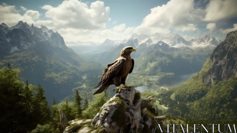 Majestic Eagle in Mountain Landscape AI Image