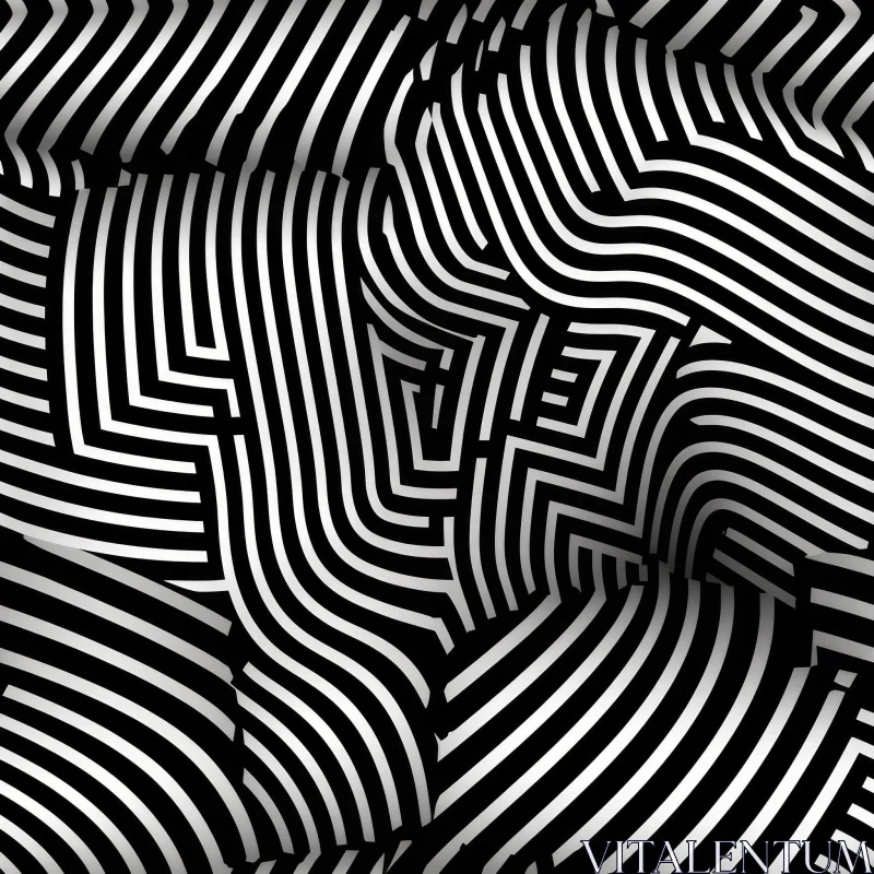 AI ART Monochrome Striped Pattern - Abstract Design