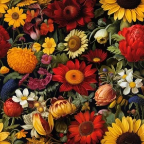 Realistic Floral Seamless Pattern - Dark Background