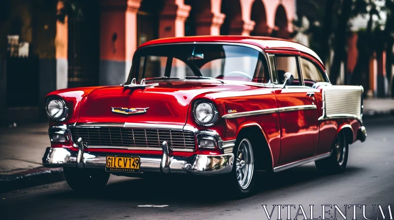 Red 1950s Chevrolet Bel Air in Havana, Cuba AI Image