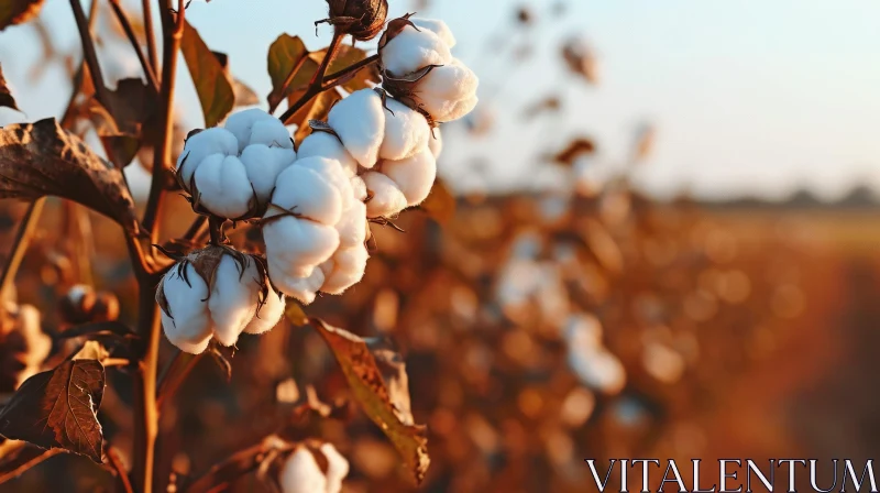Stunning Cotton Plant with Fluffy Bolls in a Field AI Image
