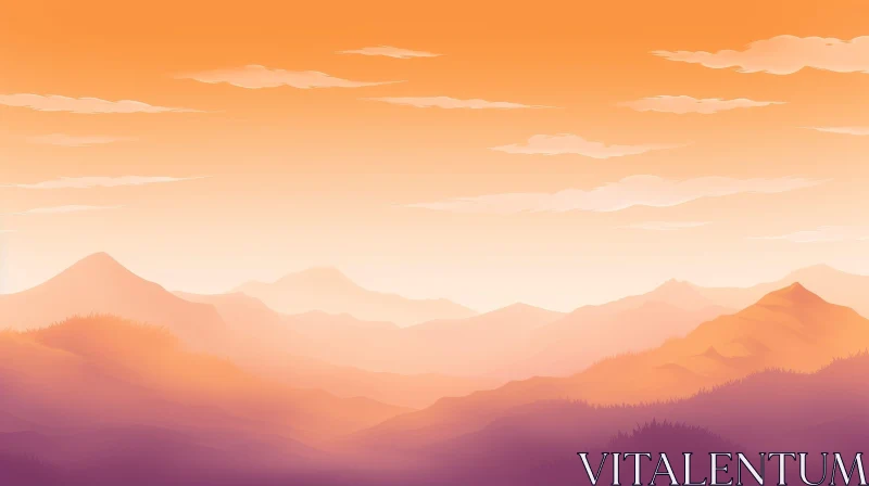Tranquil Purple Mountains Landscape AI Image