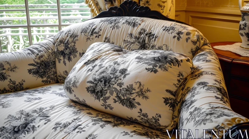 Vintage Floral Pattern Sofa with Chintz Fabric AI Image