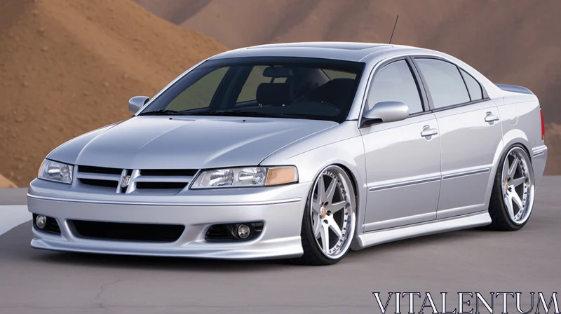 White Sedan Parked on Desert Gravel Land | PS1 Graphics | Precisionist Style