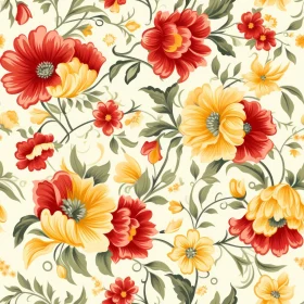 Yellow Floral Pattern on Light Background