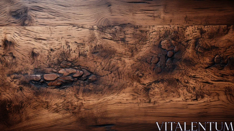 Dark Brown Wooden Surface Close-Up AI Image
