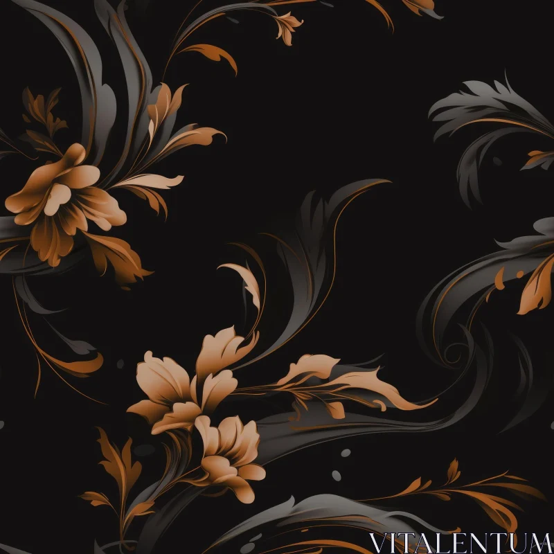 AI ART Dark Floral Pattern - Home Decor & Fabric Design
