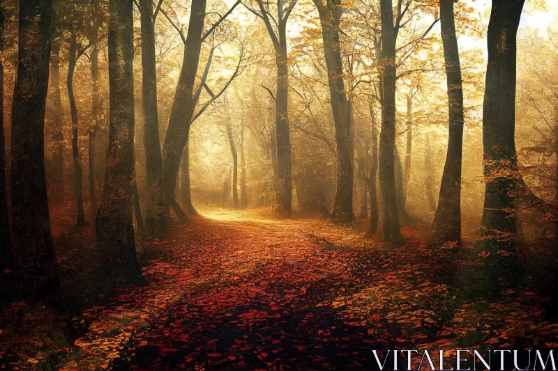 Enchanting Autumn Forest Trail | Realistic Fantasy Dutch Landscapes AI Image