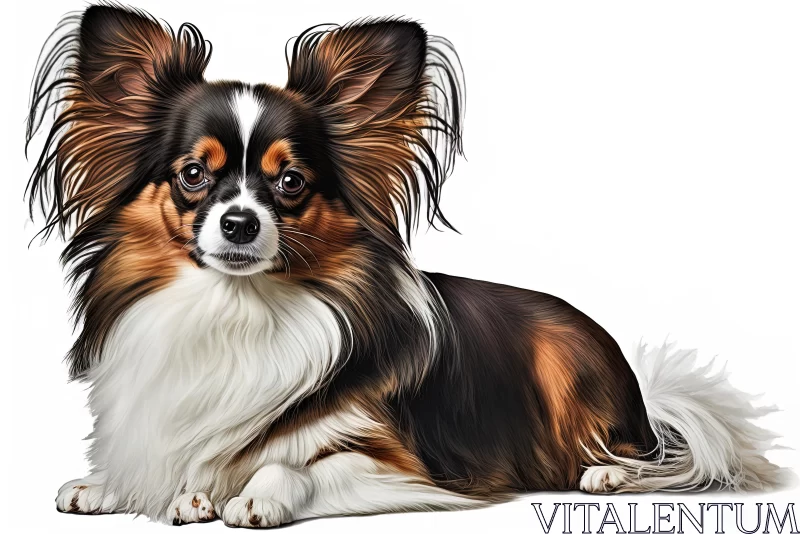 Intricate Digital Painting of a Papillon Breed Dog | 8k Resolution AI Image