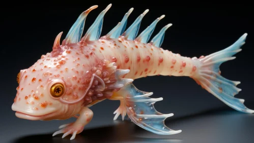 Polypropylene Dragonfish: A Detailed Illustration in Light Crimson and Blue