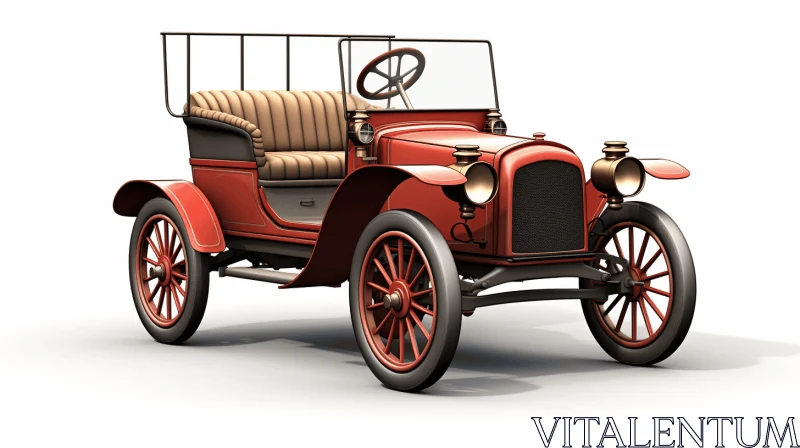 AI ART Vintage Red Car: Realistic Rendering with Sepia Tone