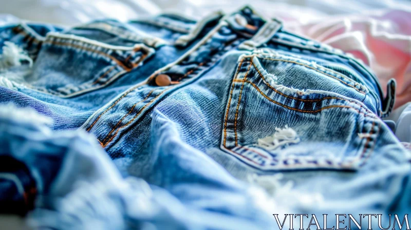 Blue Jeans - Close-up Image of Denim Fashion AI Image