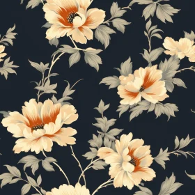 Dark Blue Floral Seamless Pattern