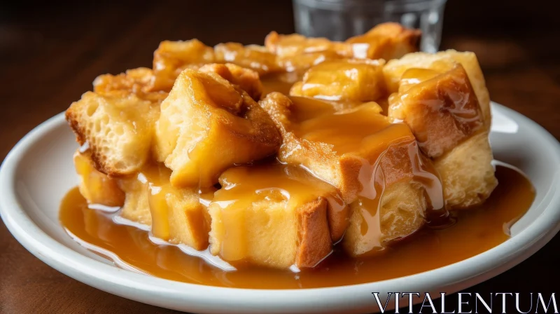 Delicious Bread Pudding with Butterscotch Sauce AI Image