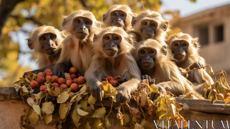 Enigmatic Monkeys: A Captivating Wildlife Encounter AI Image