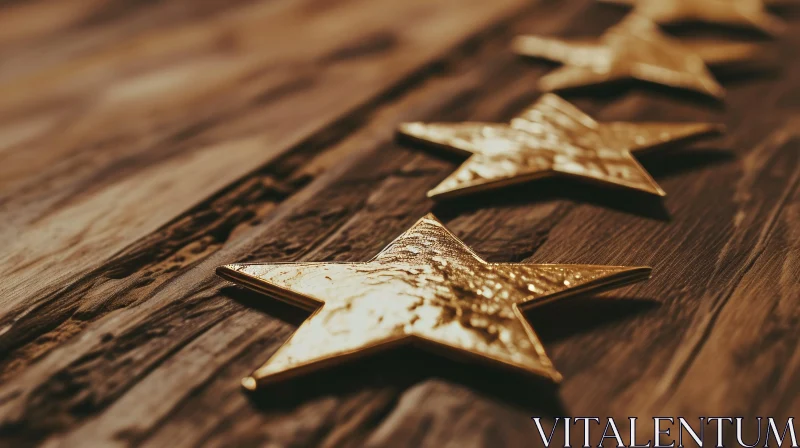 AI ART Golden Star Close-up on Wooden Background