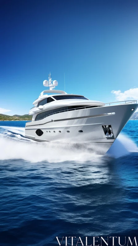 AI ART Luxury Yacht Sailing in the Open Sea